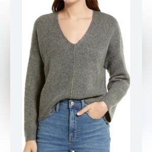 Madewell Juniper Ribbed Wool Blend V-Neck Sweater Size Small